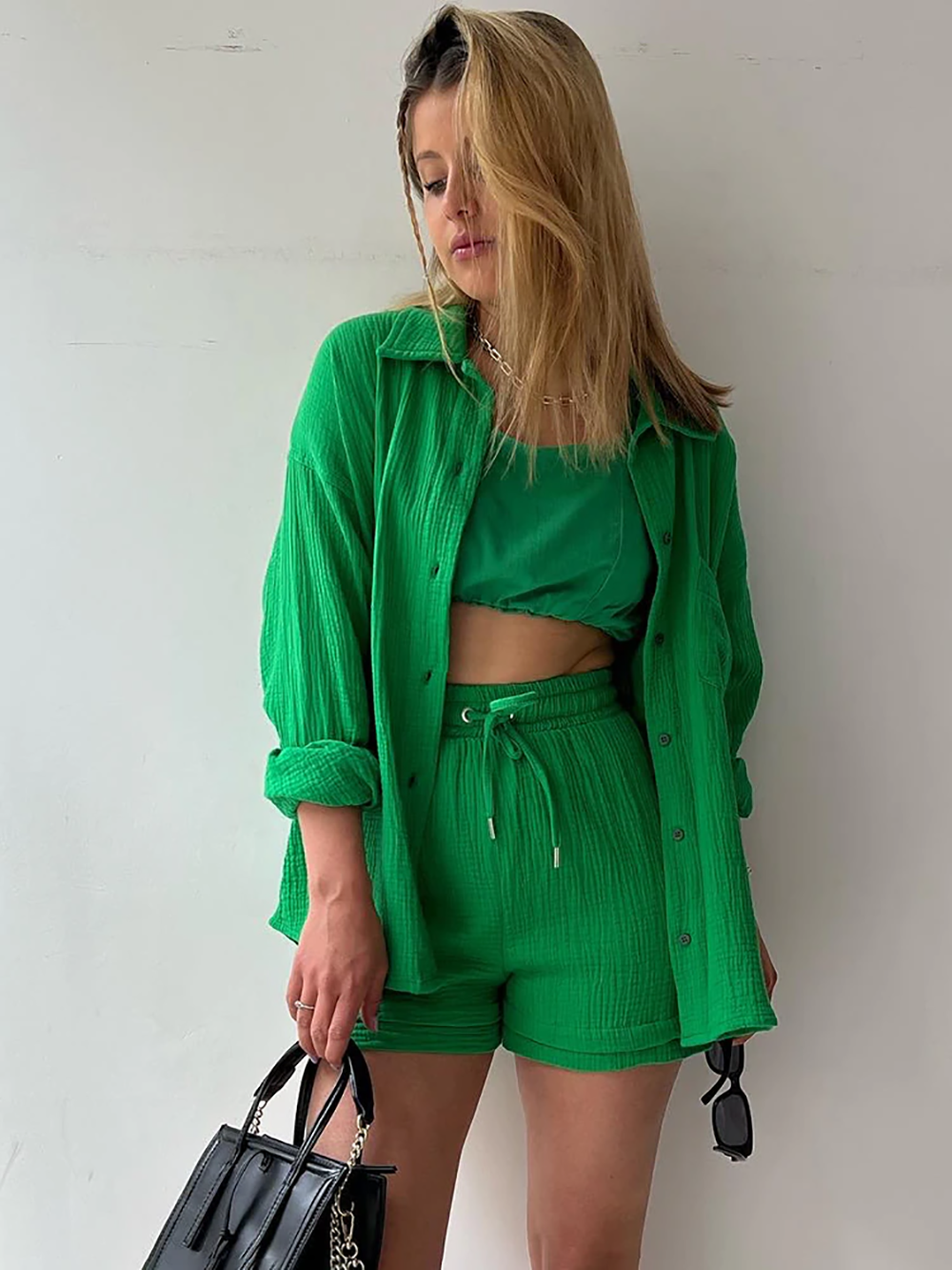 Levoire | Ensemble Assorti Pantalons Décontractés À Deux Pièces & Chemises À Revers Est Une Tendance Phare Cet Été Vert