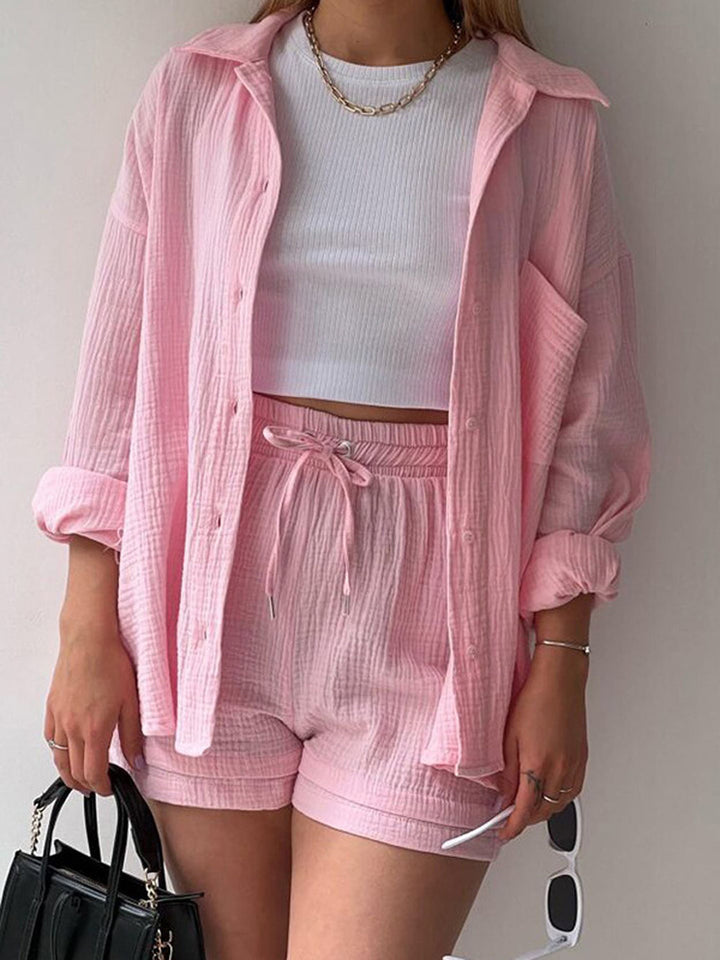 Levoire | Ensemble Assorti Pantalons Décontractés À Deux Pièces & Chemises À Revers Est Une Tendance Phare Cet Été Rose clair