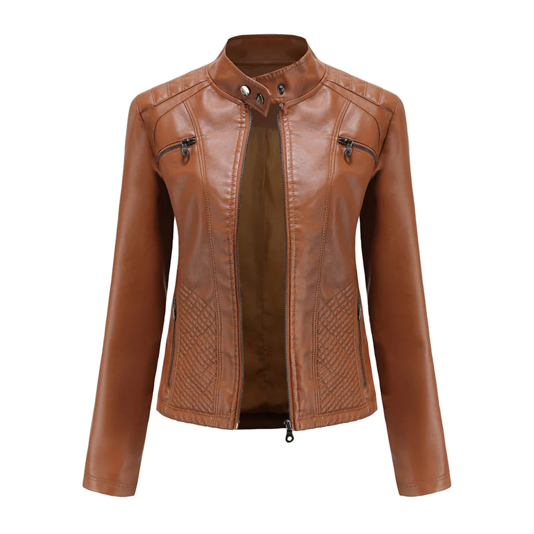 Levoire | Veste De Biker En Simili Cuir Pour Femmes Braun
