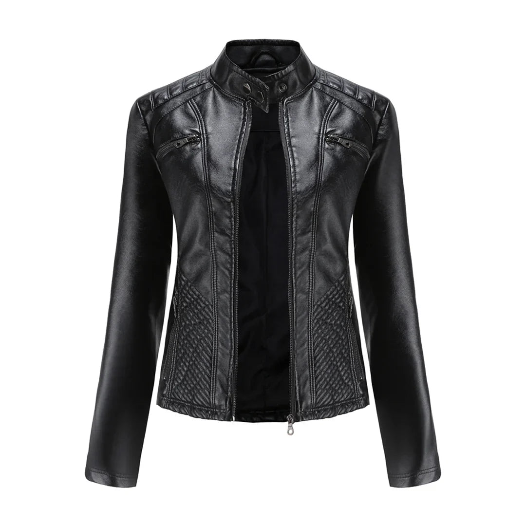 Levoire | Veste De Biker En Simili Cuir Pour Femmes Noir