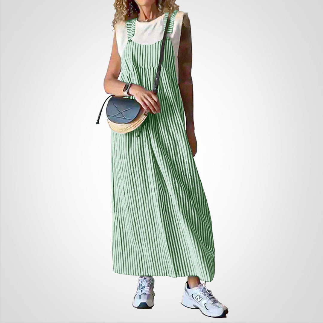 Levoire | Robe Rayée Décontractée Et Élégante Vert