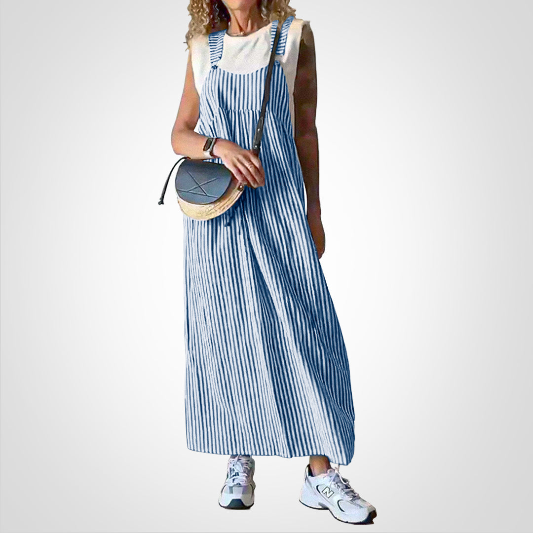 Levoire | Robe Rayée Décontractée Et Élégante Bleu