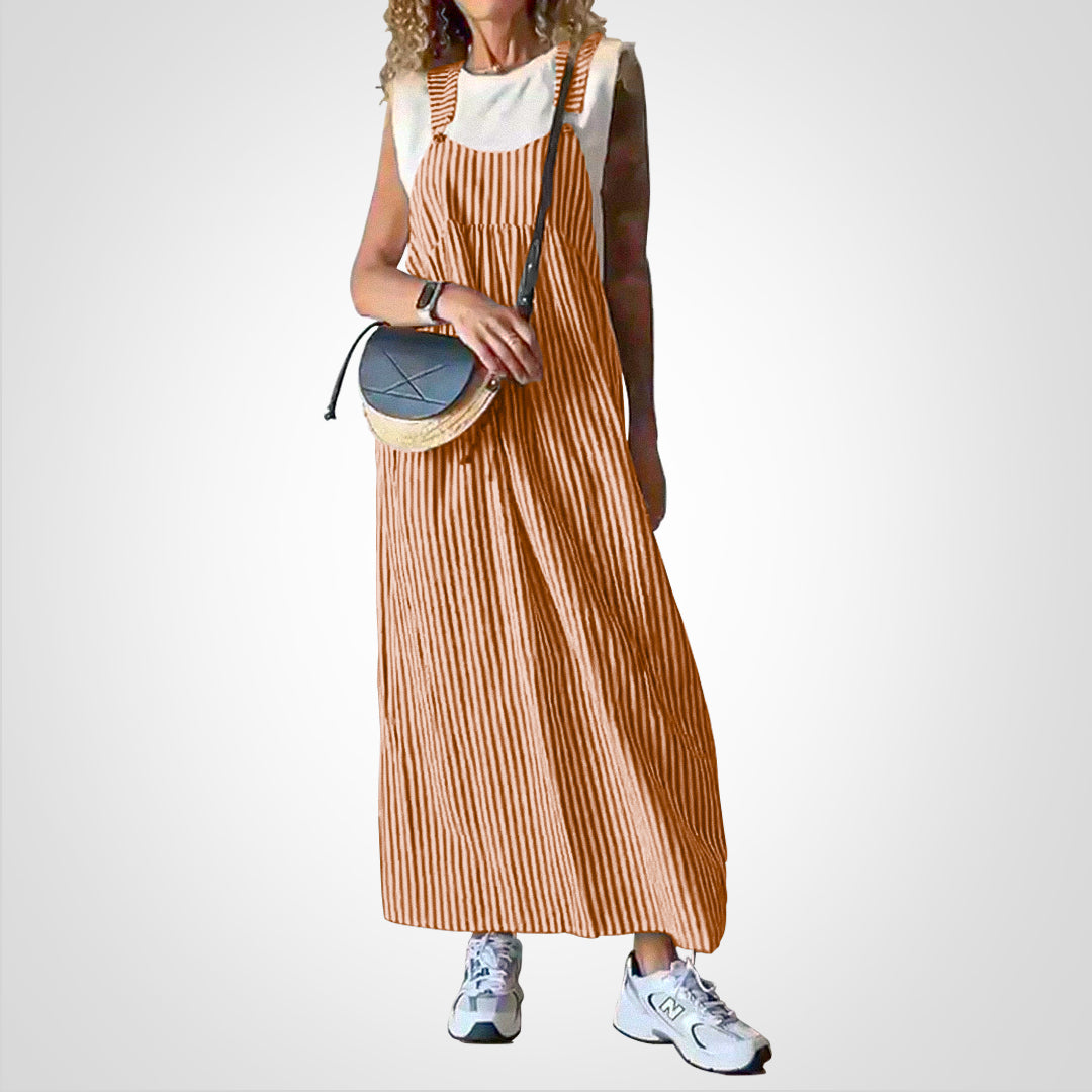 Levoire | Robe Rayée Décontractée Et Élégante Orange