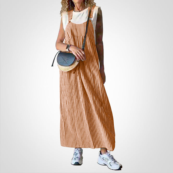 Levoire | Robe Rayée Décontractée Et Élégante Orange