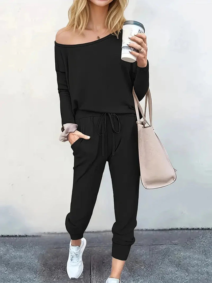 Levoire | Ensemble Deux Pièces Décontracté Chemise & Pantalon Pour Femmes Noir