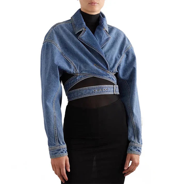 Levoire | Veste En Jean Asymétrique Avec Ceinture Réglable