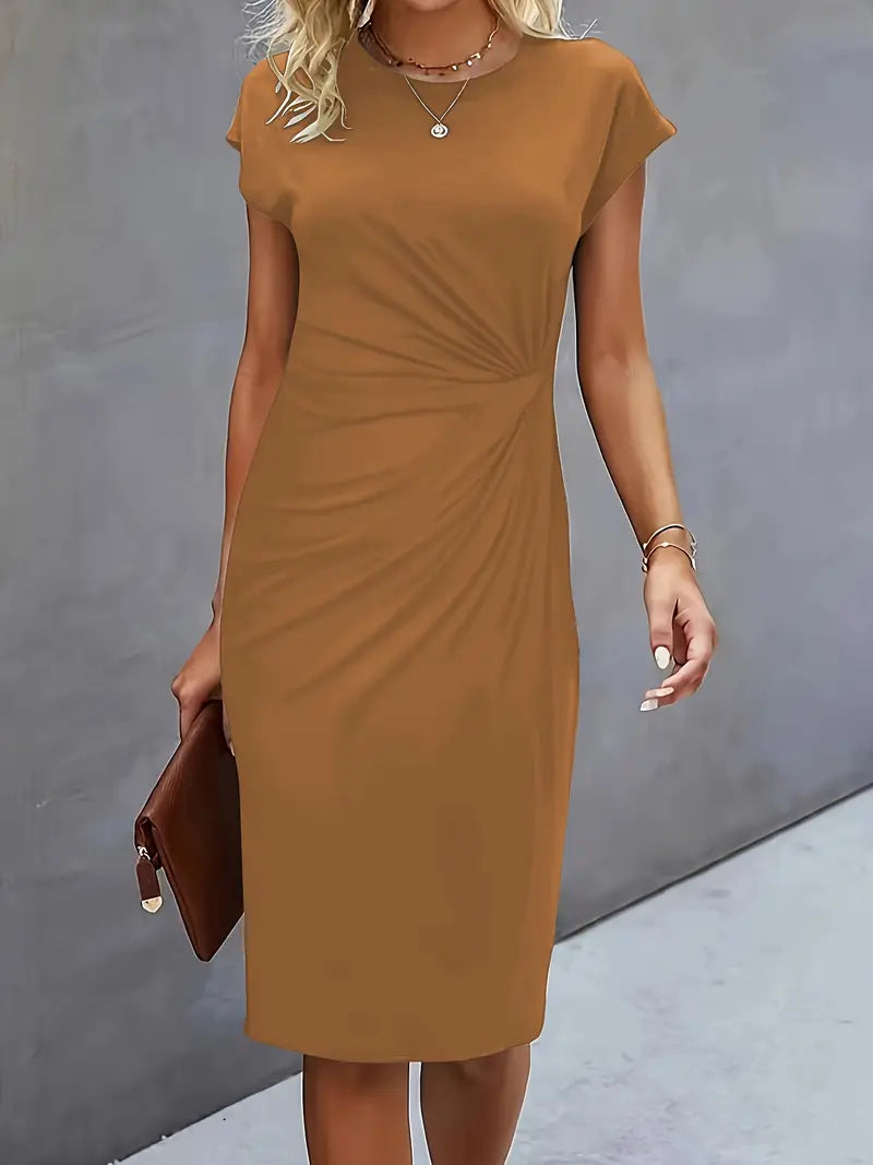 Levoire | Robe Unie Avec Encolure Ronde Et Encolure Ronde Khaki