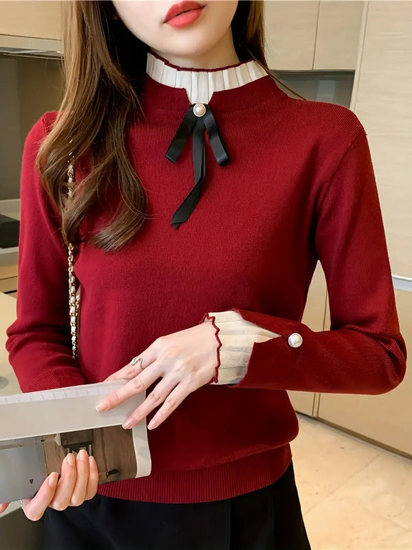 Levoire | Élégante Blouse Rippée Stratifiée Avec Nœud Rot Une taille