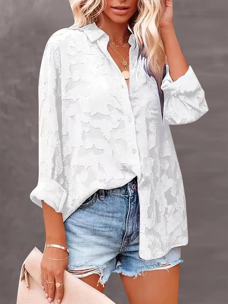 Levoire | Chemise Élégante Avec Boutons En Jacquard Blanc