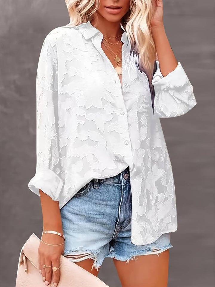Levoire | Chemise Élégante Avec Boutons En Jacquard Blanc