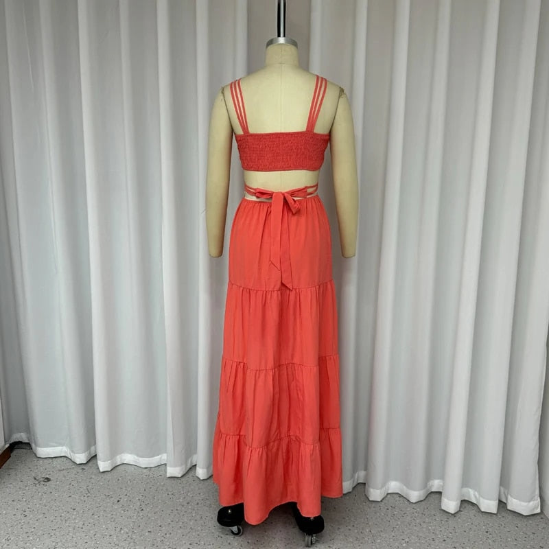 Levoire | Dos Nu Sans Manches Ouverte Longue Robe