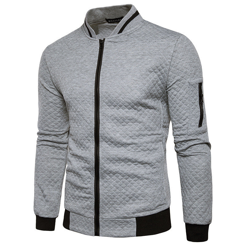 Levoire | Veste À Motifs Pour Hommes Avec Col Montant Et Fermeture Éclair gris.pâle