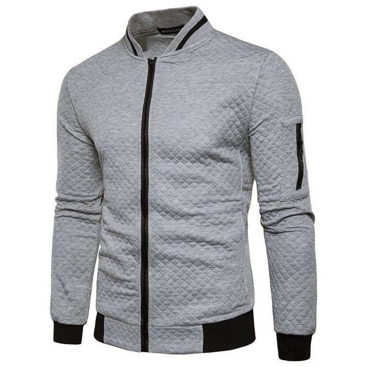 Levoire | Veste À Motifs Pour Hommes Avec Col Montant Et Fermeture Éclair gris.pâle