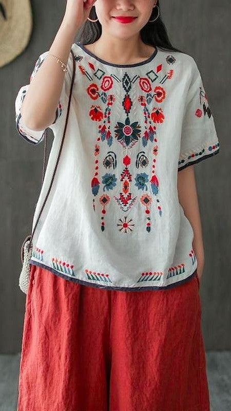 Levoire | Blouse Ethnique Brodée Décontractée