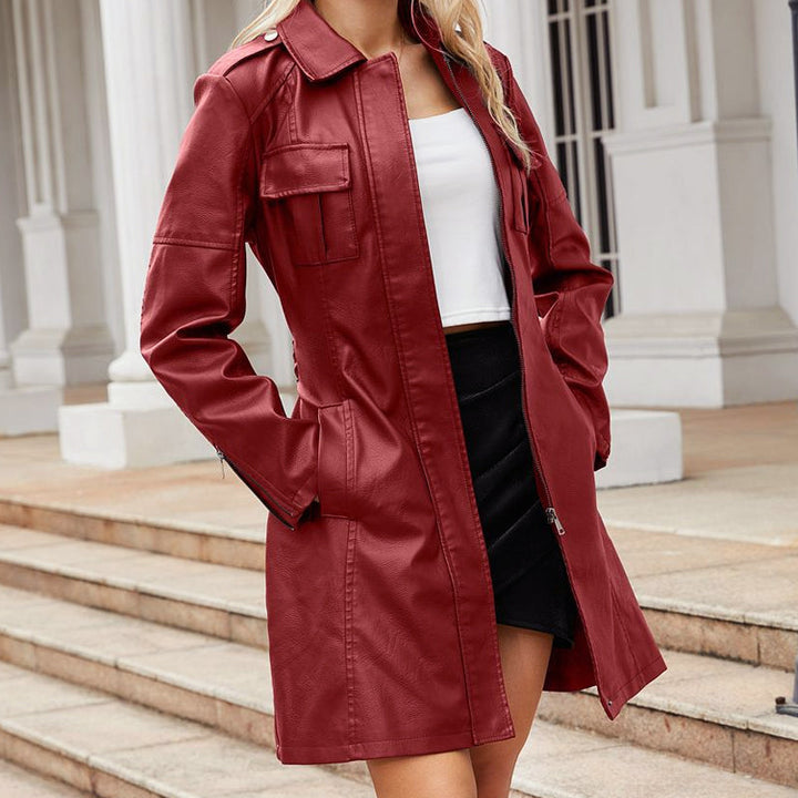 Levoire | Veste En Cuir Taille Moyenne Pour Femmes Avec Ceinture