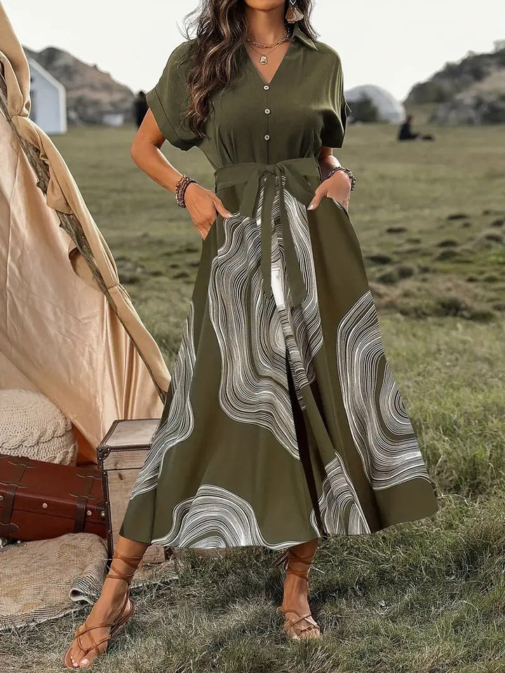 Levoire | Robe Maxi Élégante Avec Imprimé Moderne