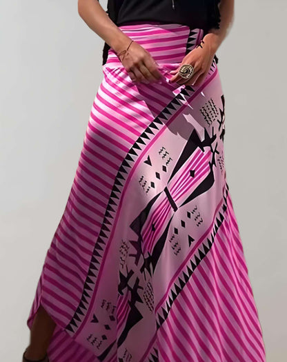 Levoire - Jupe longue à taille haute avec imprimé à motifs aléatoires Lilas