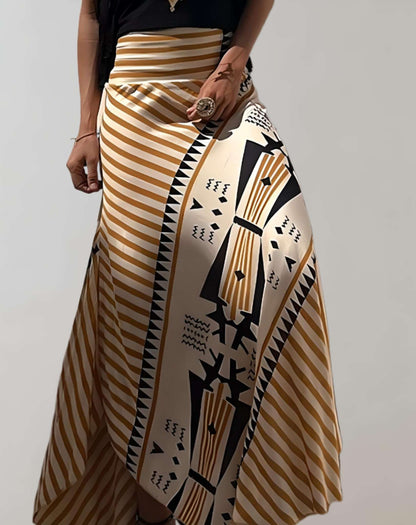 Levoire - Jupe longue à taille haute avec imprimé à motifs aléatoires