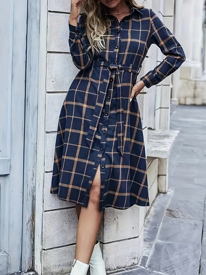 Levoire | Robe Chemise À Carreaux Avec Ceinture Et Boutons Mélangé