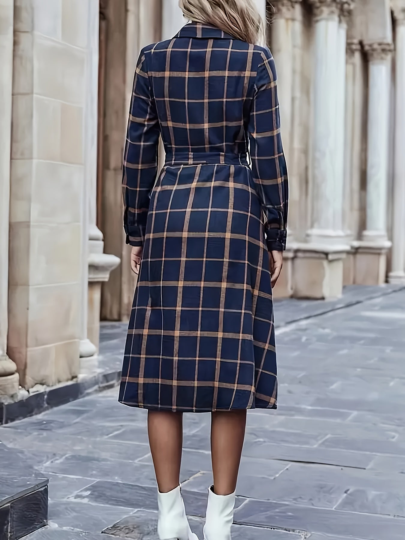 Levoire | Robe Chemise À Carreaux Avec Ceinture Et Boutons