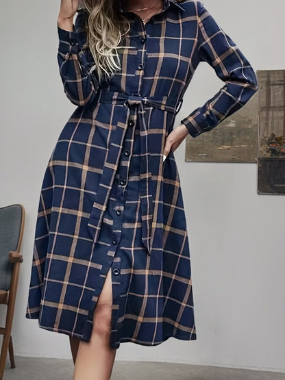 Levoire | Robe Chemise À Carreaux Avec Ceinture Et Boutons