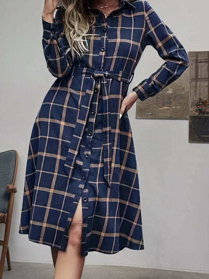 Levoire | Robe Chemise À Carreaux Avec Ceinture Et Boutons