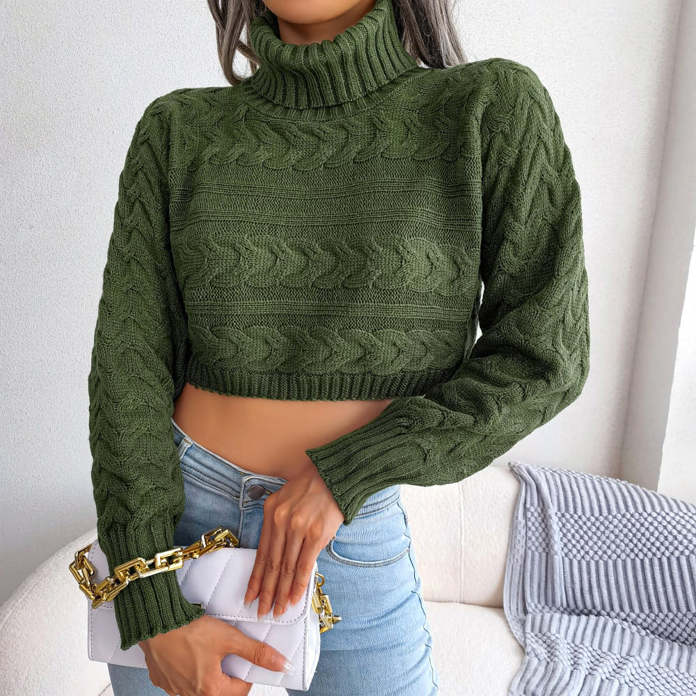 Levoire | Pull À Col Roulé Court Chaud Vert