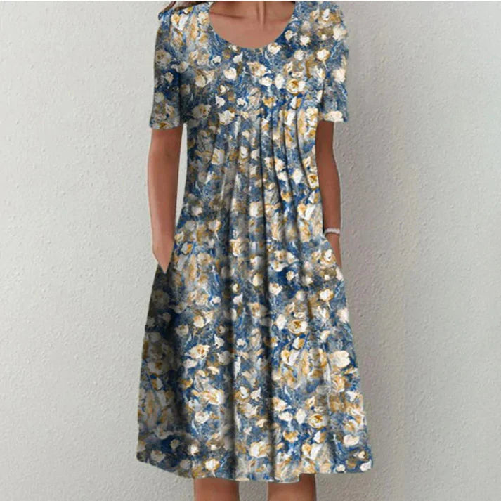 Levoire | Robe D'Été Pour Femmes Bleu avec fleur