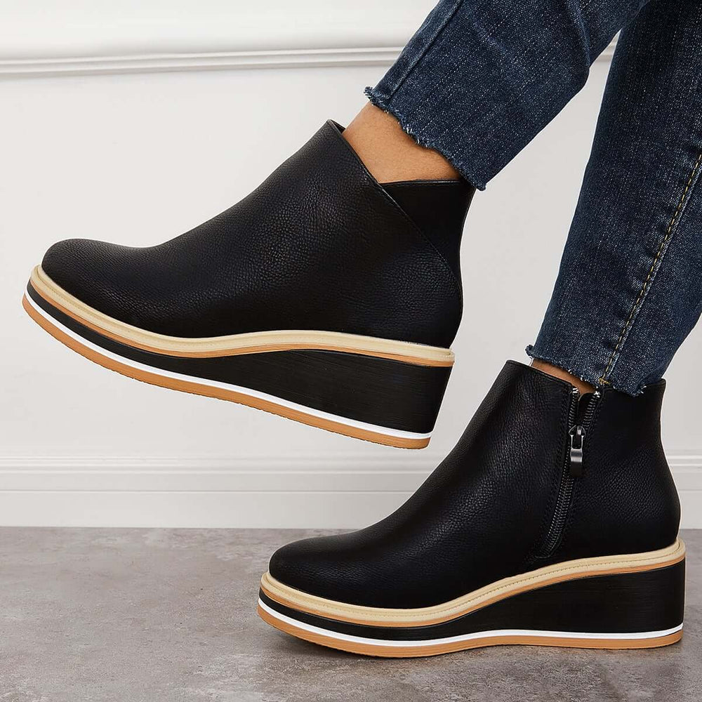 Levoire | Fermeture Éclair Plateforme Cales Bottes Pour Femmes