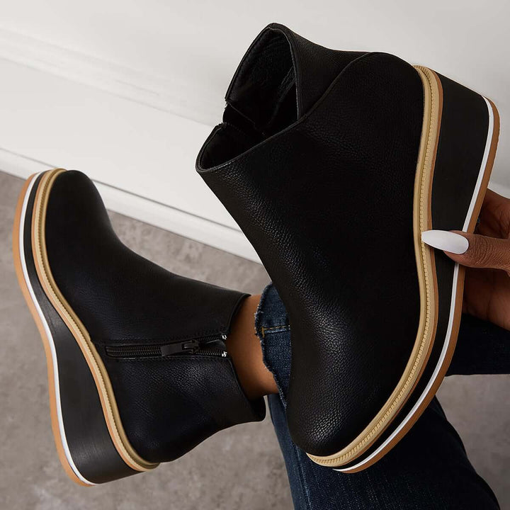 Levoire | Fermeture Éclair Plateforme Cales Bottes Pour Femmes