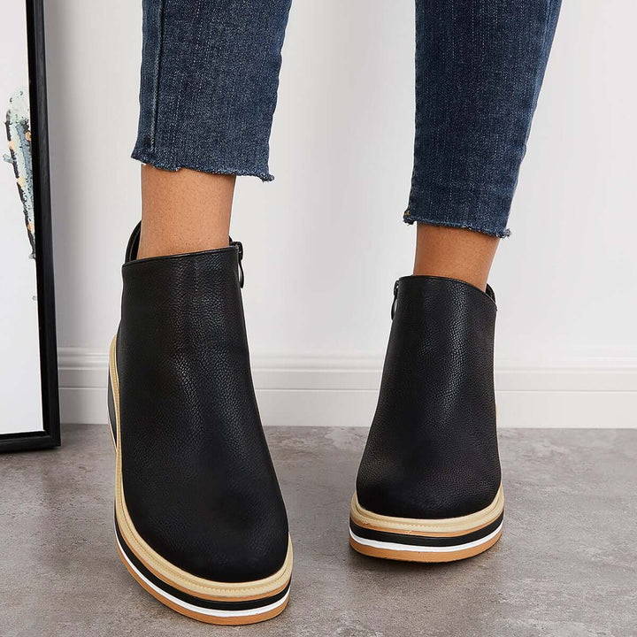 Levoire | Fermeture Éclair Plateforme Cales Bottes Pour Femmes Noir 35