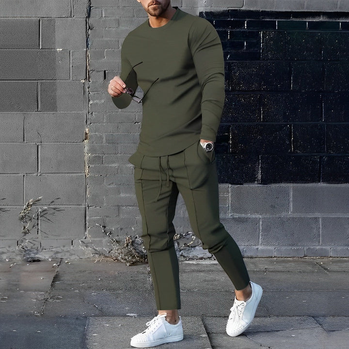 Levoire | Ensemble léger de pull et de pantalon pour hommes Vert armée