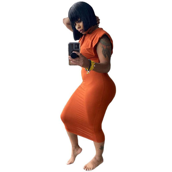 Levoire | crop top à manches courtes et sa jupe serrée décontractée mi-cuisse ORANGE