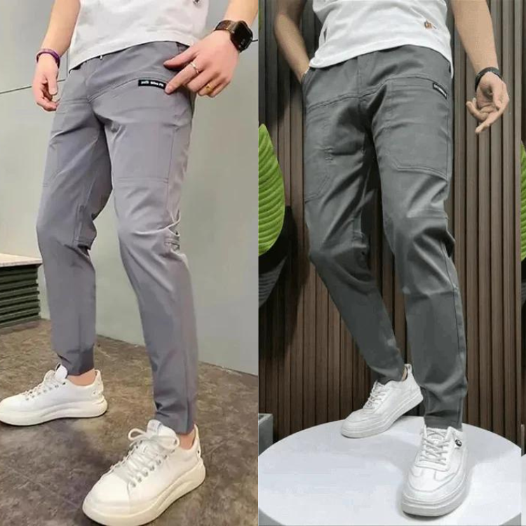 Levoire | Pantalon Cargo Skinny Stretch Gris foncé + Gris clair