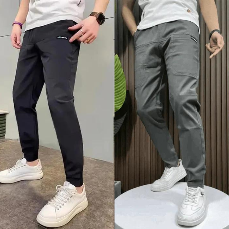Levoire | Pantalon Cargo Skinny Stretch Gris foncé + Noir