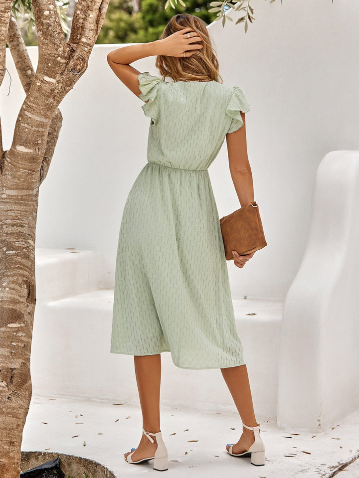 Levoire | Robe Midi D'Été Avec Manches Bouffantes Et Patte De Boutonnage Pour Femmes