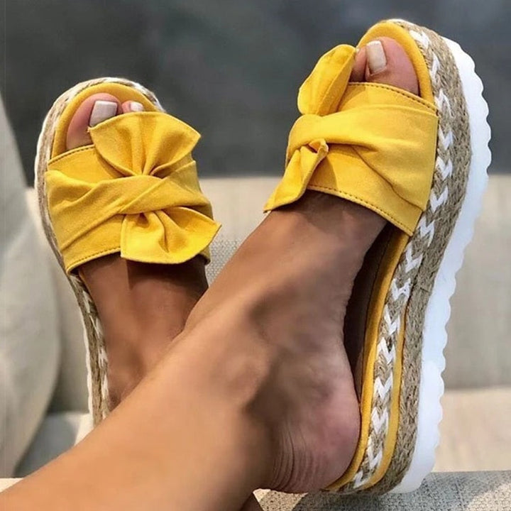 Levoire | Sur Schleife Plateforme Pantoufles Sandales Pour Femmes Jaune