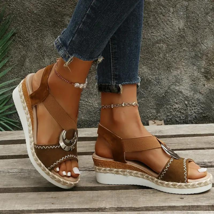 Levoire | Espadrilles, Plateforme, Band Élastique, Talons Compensés, Chaussures D'Été Marron foncé