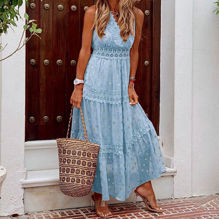 Levoire | Robe Maxi Belle Boho En Dentelle Robe D'Été Pour Toutes Les Occasions Ciel bleu