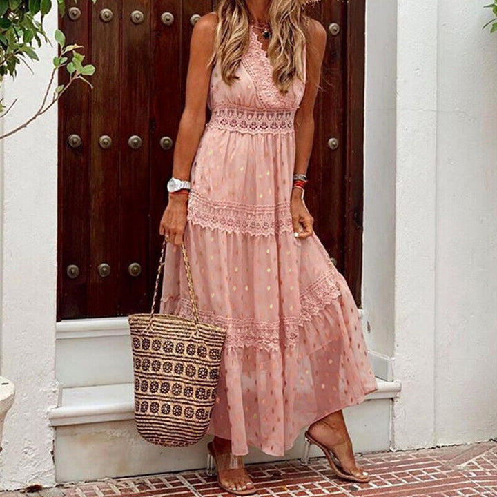 Levoire | Robe Maxi Belle Boho En Dentelle Robe D'Été Pour Toutes Les Occasions Rose