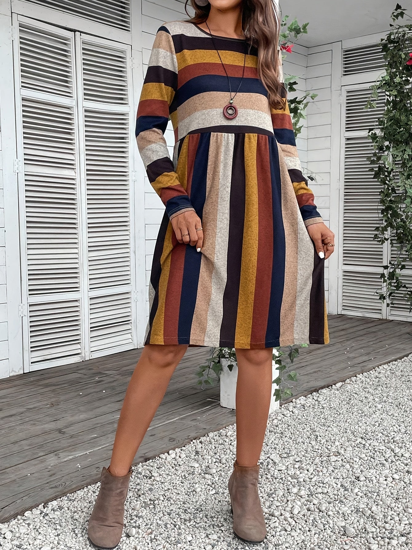 Levoire | Robe À Rayures Décontractée Avec Manches Longues