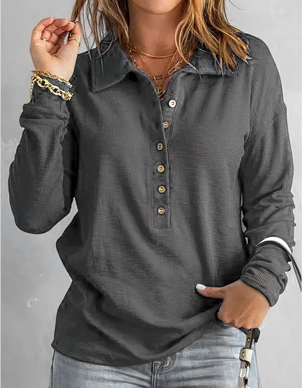 Levoire | Blouse Élégante Avec Boutons Pour Femmes Gris