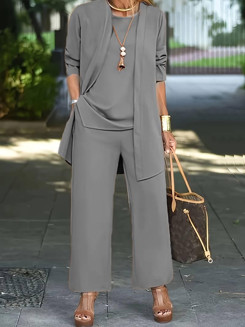 Levoire | Ensemble Trois Pièces Avec Cardigan Pour Femmes Gris