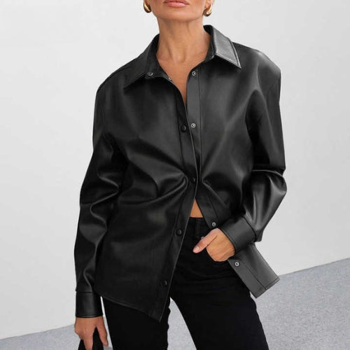 Levoire | Veste En Pu Noire Élégante Pour Femmes