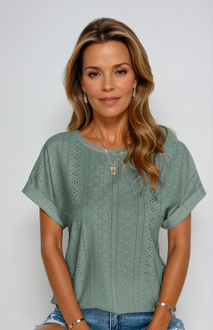 Levoire | Coupe Ample T-Shirt Col Rond À Manches Courtes Vêtements Femme Vert