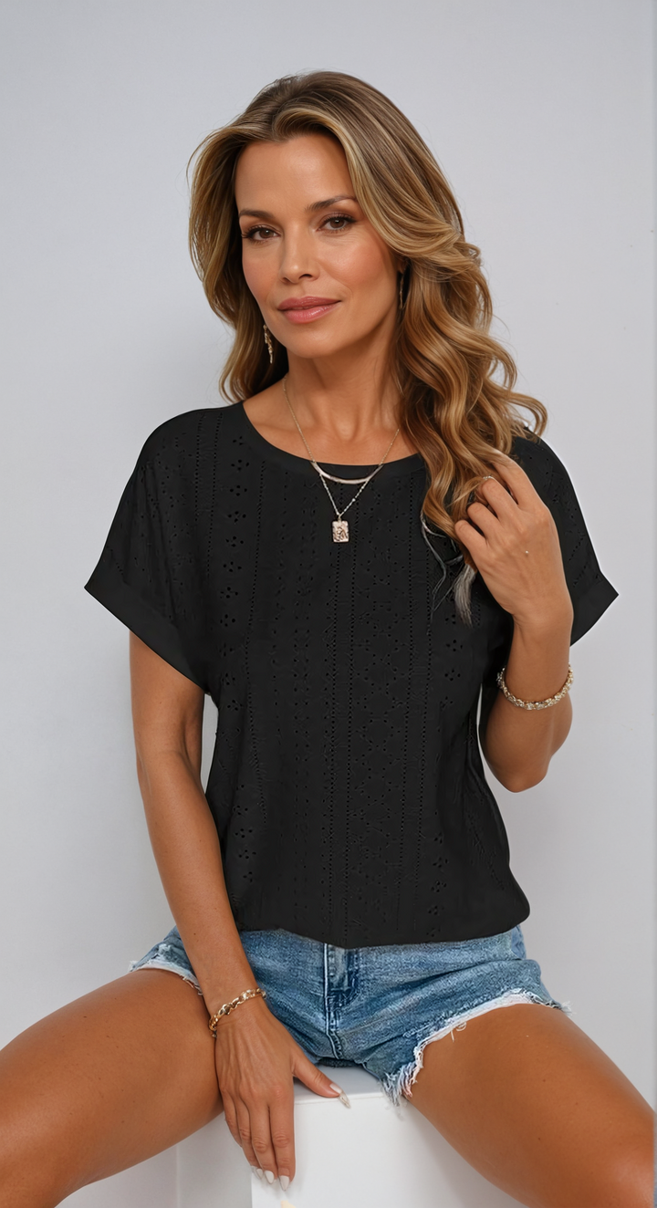 Levoire | Coupe Ample T-Shirt Col Rond À Manches Courtes Vêtements Femme Noir