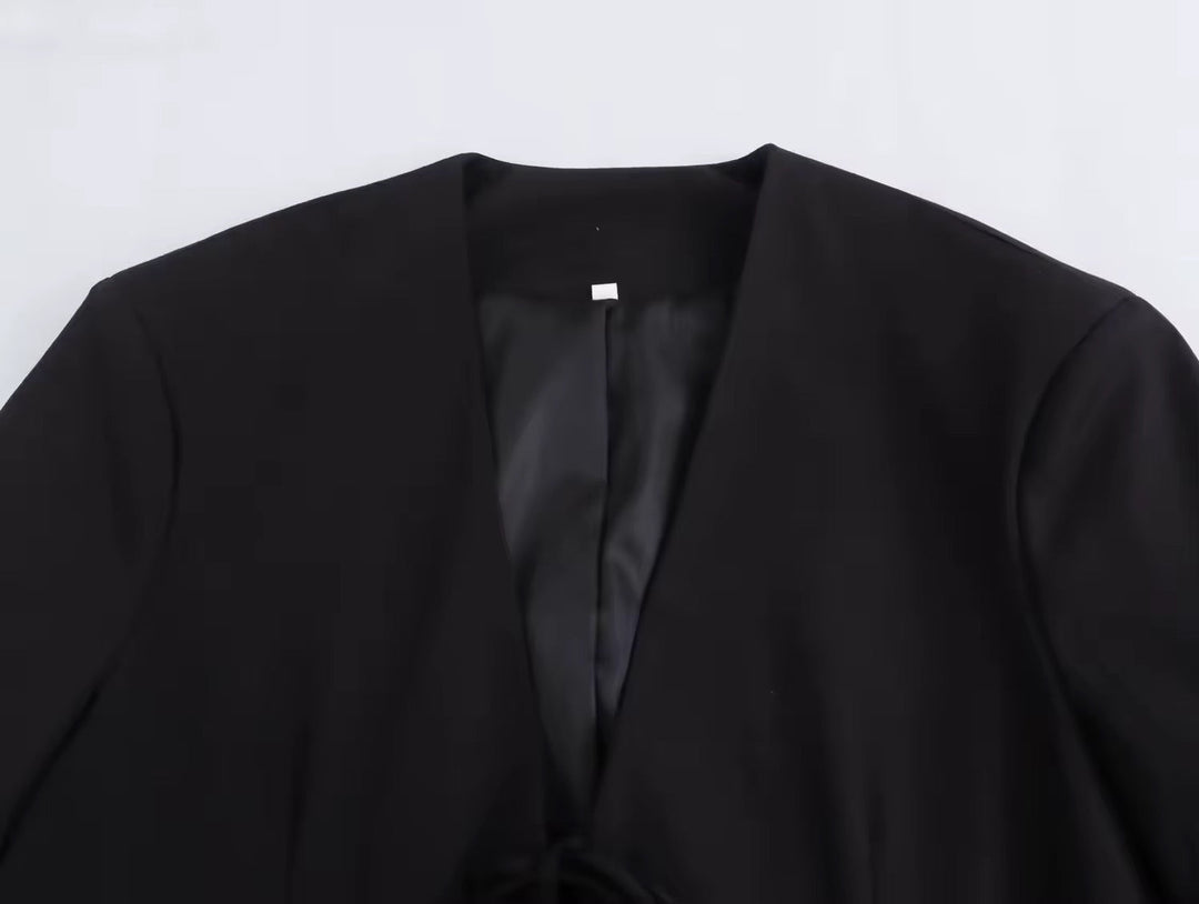 Levoire | Blazer Noir Élégant Avec Nœud