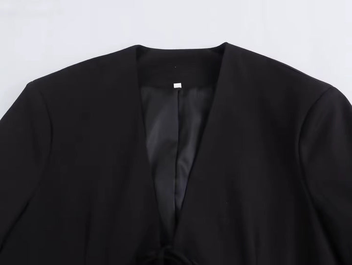 Levoire | Blazer Noir Élégant Avec Nœud