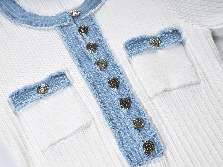 Levoire | Robe Midi En Tricot Et En Denim