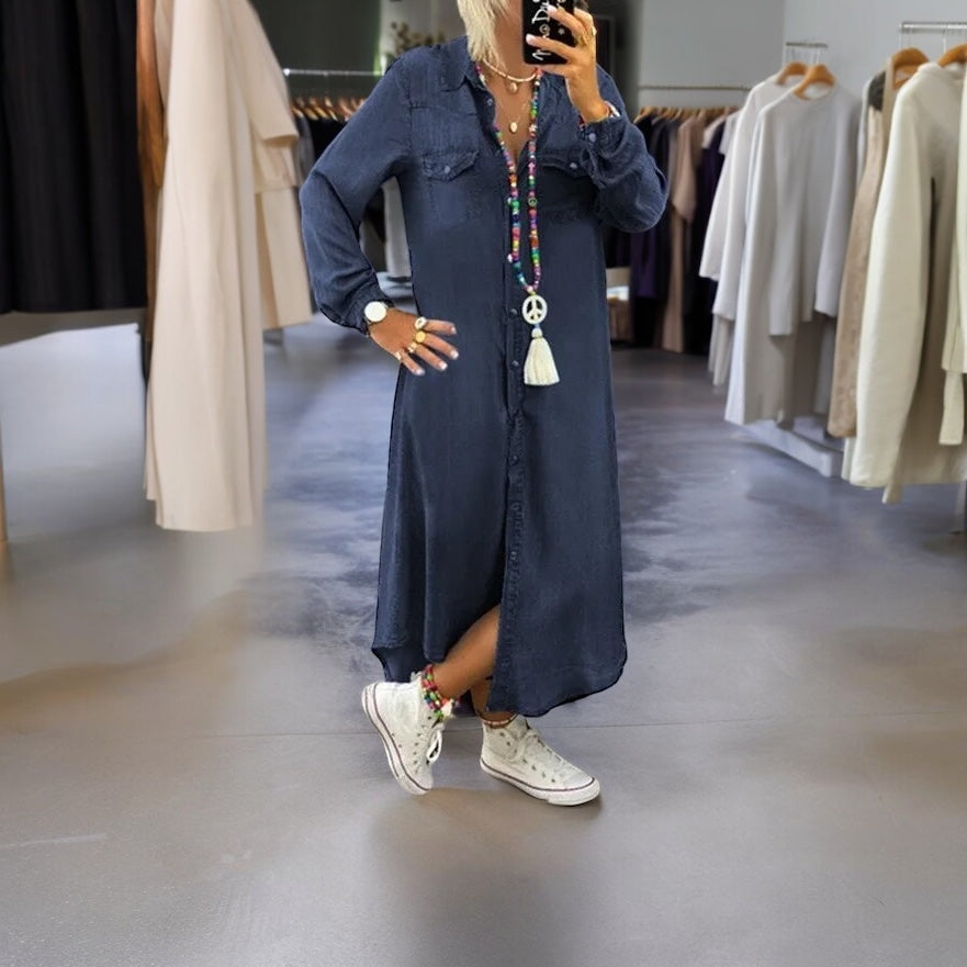 Levoire | Robe Boho En Denim Décontractée Grande Taille Bleu foncé